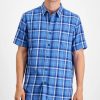 Casual Button-Down Shirts * | Sun + Stone Men'S Regular-Fit Plaid Shirt, Created For Macy'S Pompador Blue