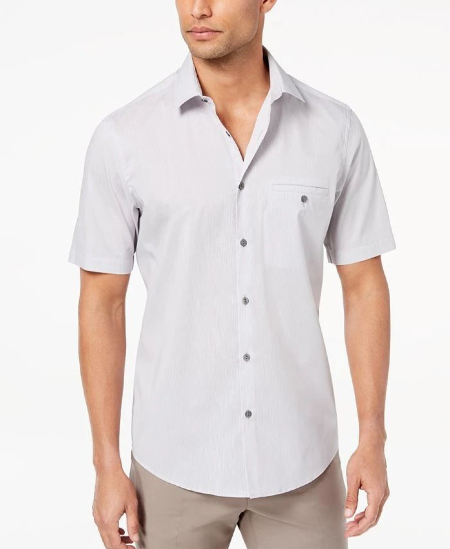 Casual Button-Down Shirts * | Alfani Men'S Stretch Modern Pocket Shirt, Created For Macy'S