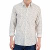 Casual Button-Down Shirts * | Michael Kors N'S Slim-Fit Stretch Small Field Print Long-Sleeve Button-Up Shirt Sage Olive