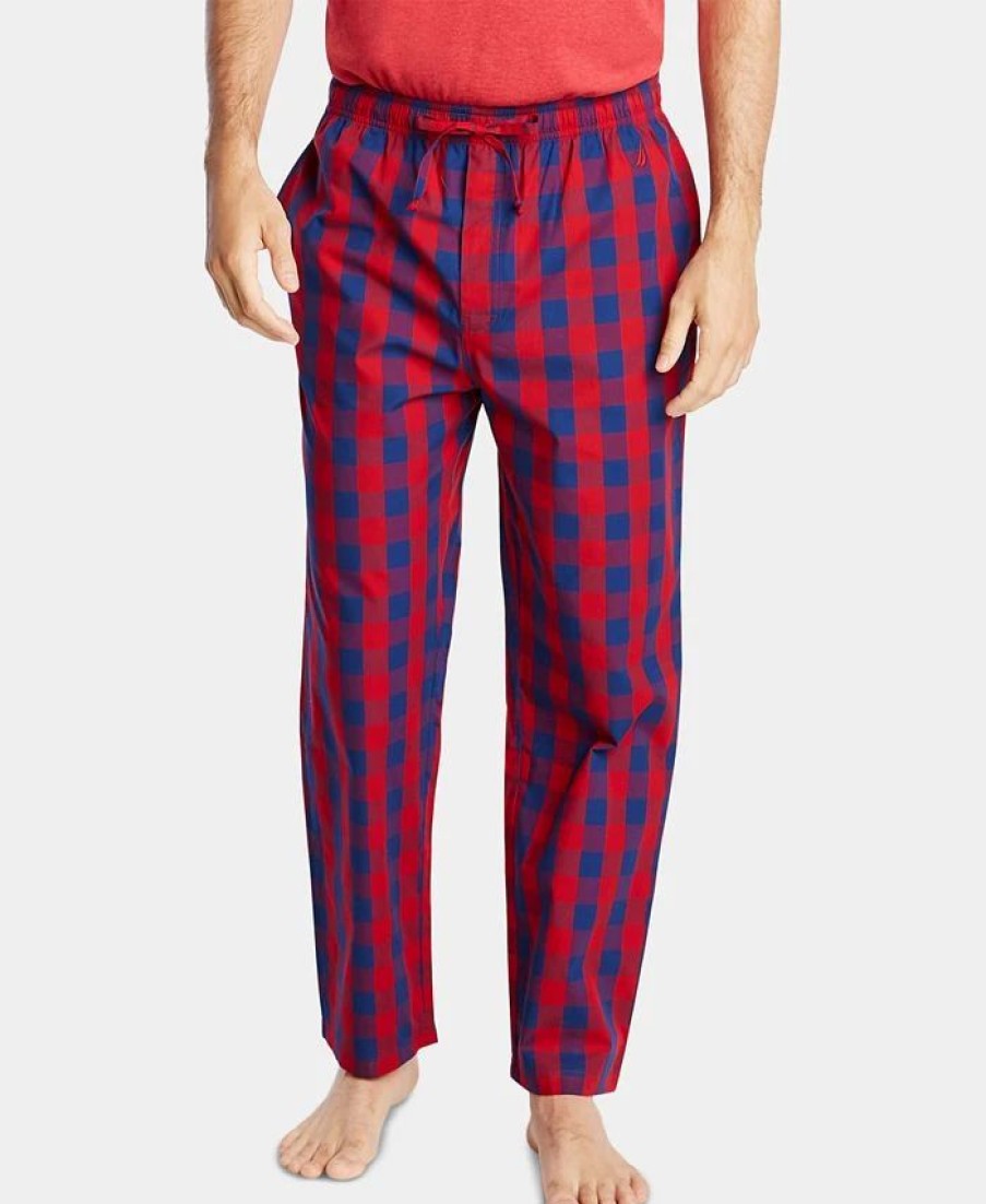 Pajamas & Robes * | Nautica Men'S Cotton Plaid Pajama Pants Nautica Red