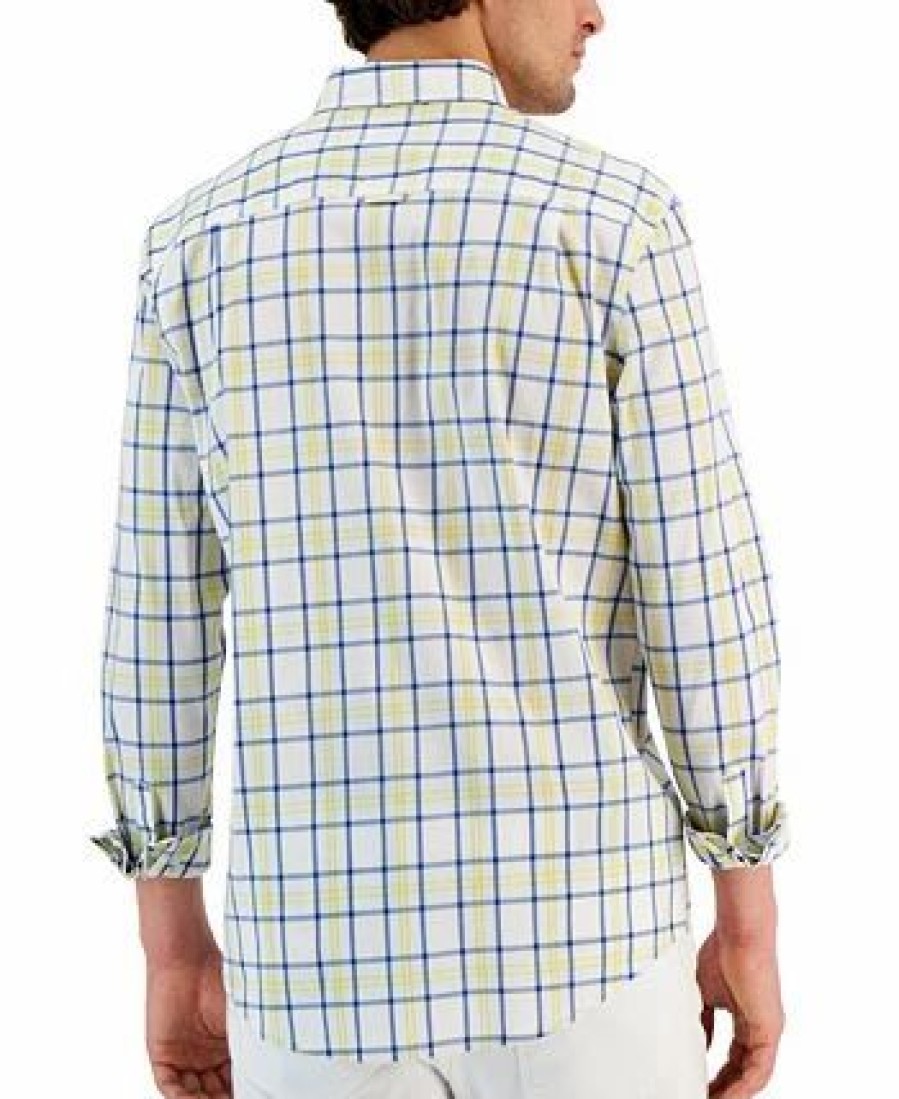 Casual Button-Down Shirts * | Club Room Men'S Valle Classic-Fit Plaid Button-Down Poplin Shirt, Created For Macy'S Bright White