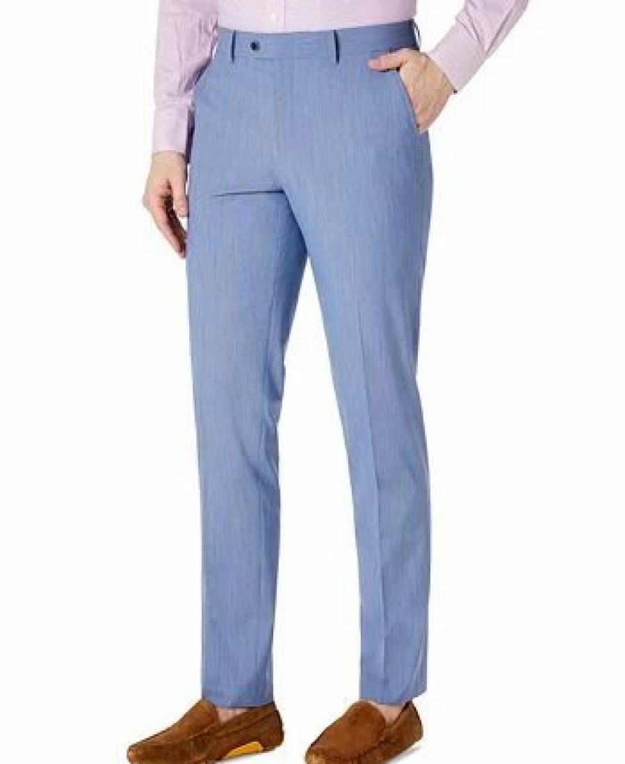 Pants * | Bar Iii Men'S Slim-Fit Blue Hairline Stripe Dress Pants, Created For Macy'S Navy