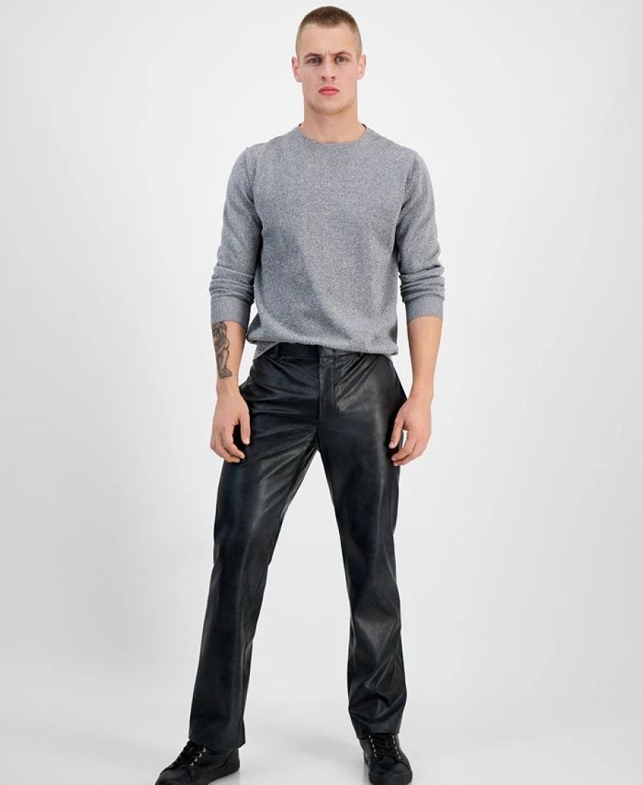 Pants * | Inc International Concepts Men'S Jonny Slim-Fit Faux-Leather Suit Pants, Created For Macy'S Deep Black