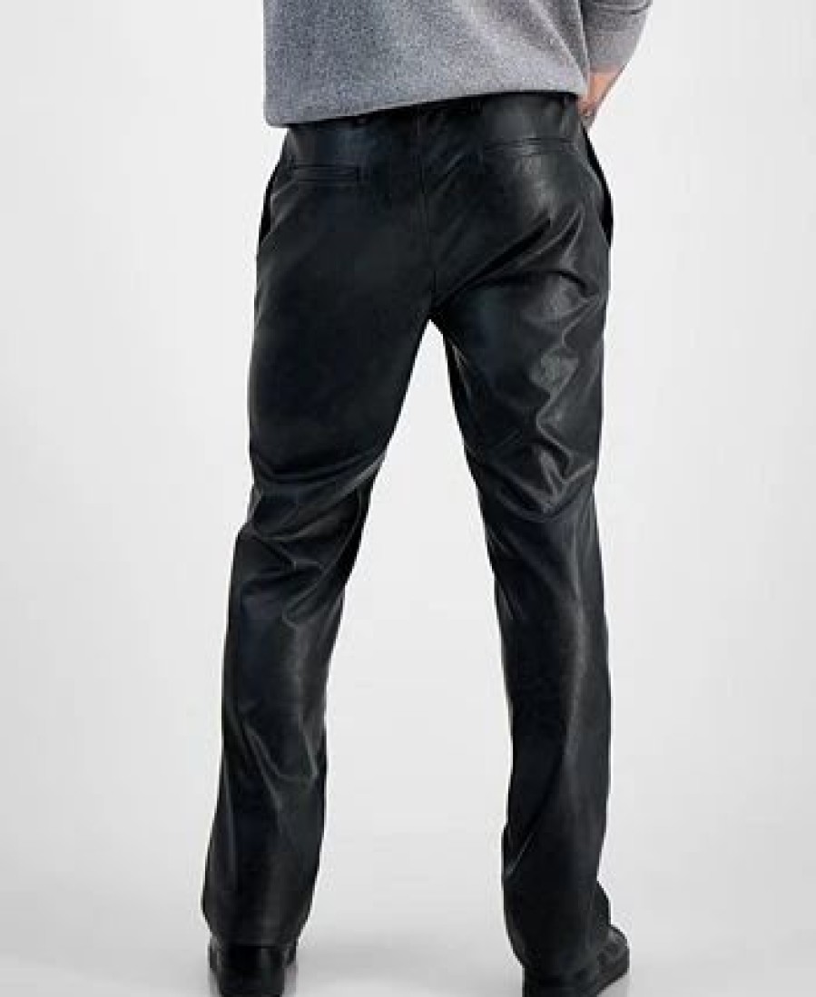 Pants * | Inc International Concepts Men'S Jonny Slim-Fit Faux-Leather Suit Pants, Created For Macy'S Deep Black