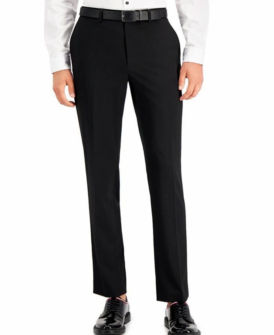 Pants * | Inc International Concepts Men'S Slim-Fit Black Solid Suit Pants, Created For Macy'S Deep Black