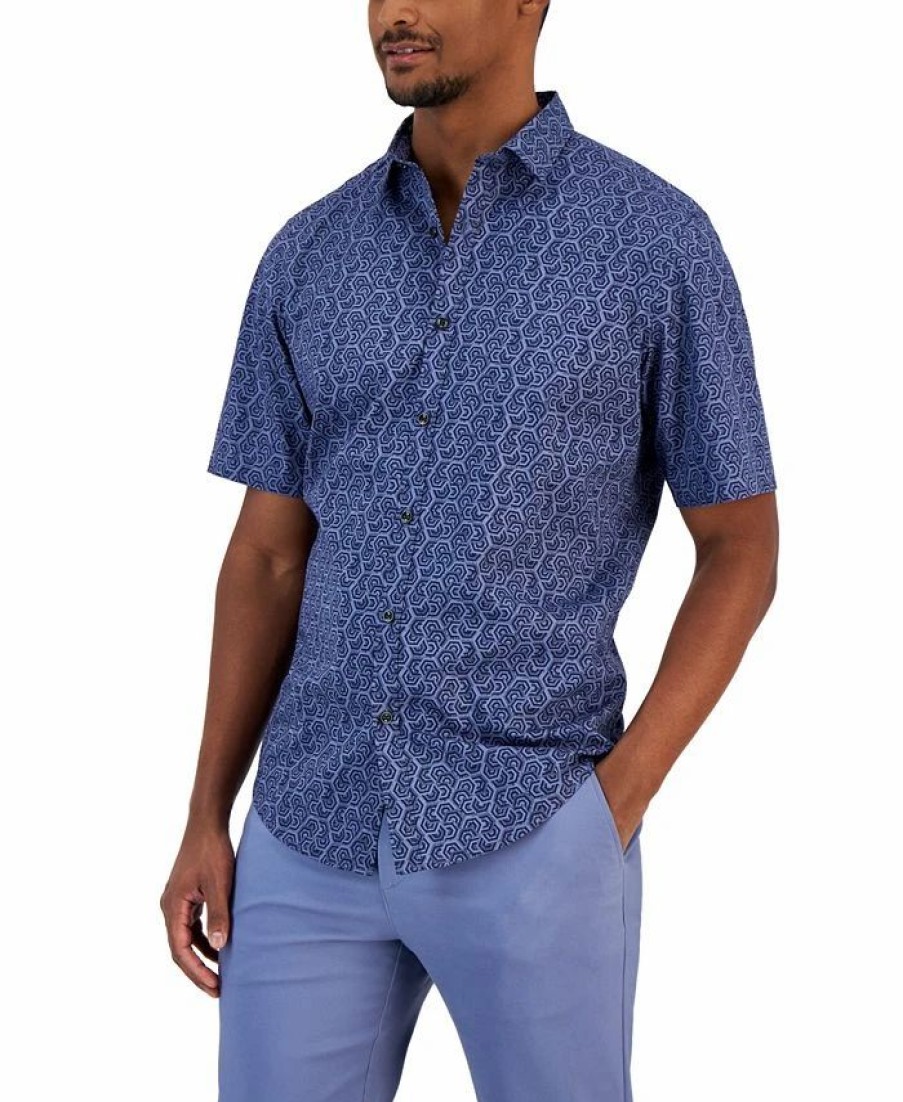 Casual Button-Down Shirts * | Alfani Men'S Honey Classic-Fit Stretch Geo-Print Button-Down Shirt, Created For Macy'S