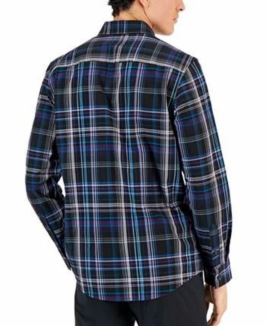 Casual Button-Down Shirts * | Alfani Men'S Feliz Plaid Shirt, Created For Macy'S Black Combo