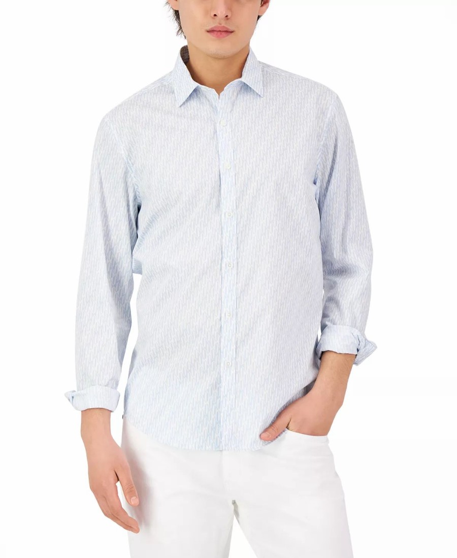 Casual Button-Down Shirts * | Alfani Men'S Mode Geometric Print Long-Sleeve Shirt, Created For Macy'S