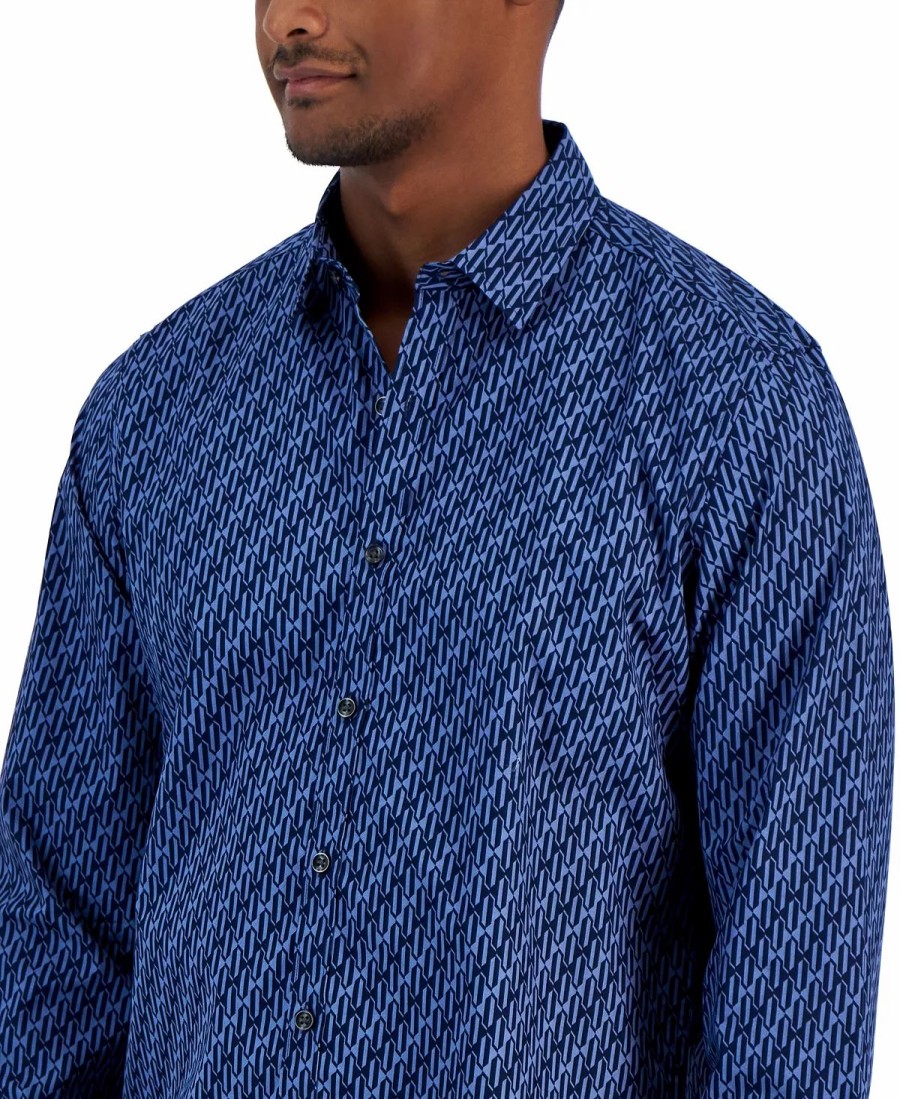 Casual Button-Down Shirts * | Alfani Men'S Mode Geometric Print Long-Sleeve Shirt, Created For Macy'S