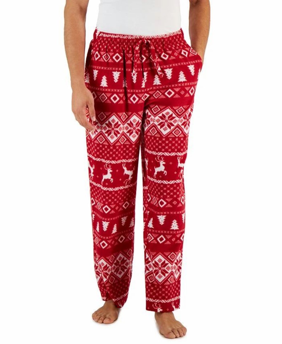 Pajamas & Robes * | Club Room Men'S Fair Isle Fleece Pajama Pants, Created For Macy'S Red