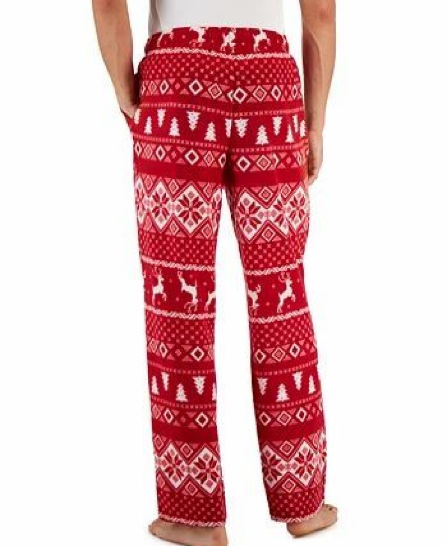 Pajamas & Robes * | Club Room Men'S Fair Isle Fleece Pajama Pants, Created For Macy'S Red