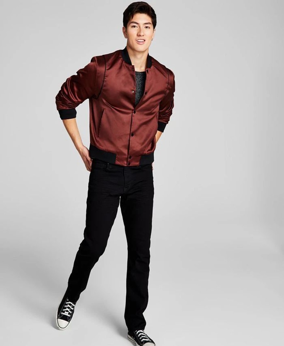 All Men'S Clothing * | And Now This Men'S Slim-Fit Stretch Jeans, Satin Bomber Jacket & Raglan Crewneck Sweater, Created For Macy'S