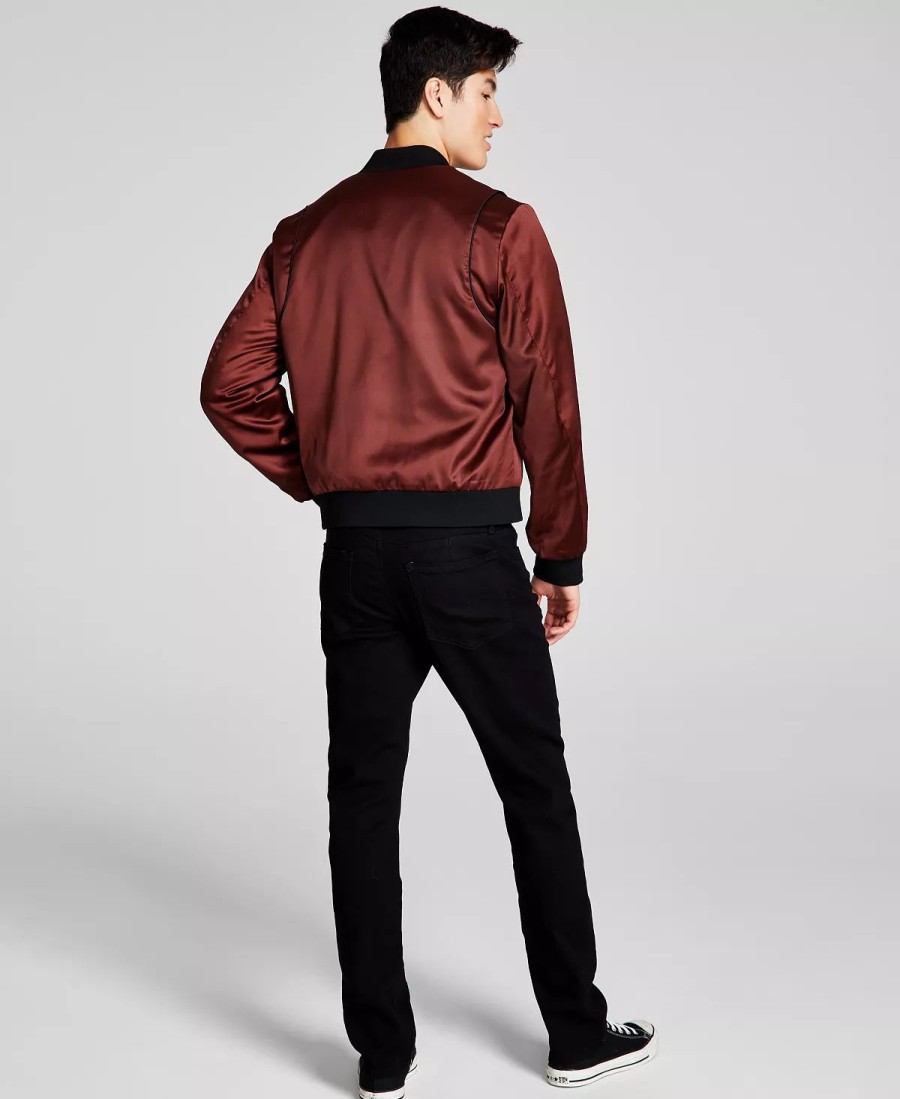 All Men'S Clothing * | And Now This Men'S Slim-Fit Stretch Jeans, Satin Bomber Jacket & Raglan Crewneck Sweater, Created For Macy'S