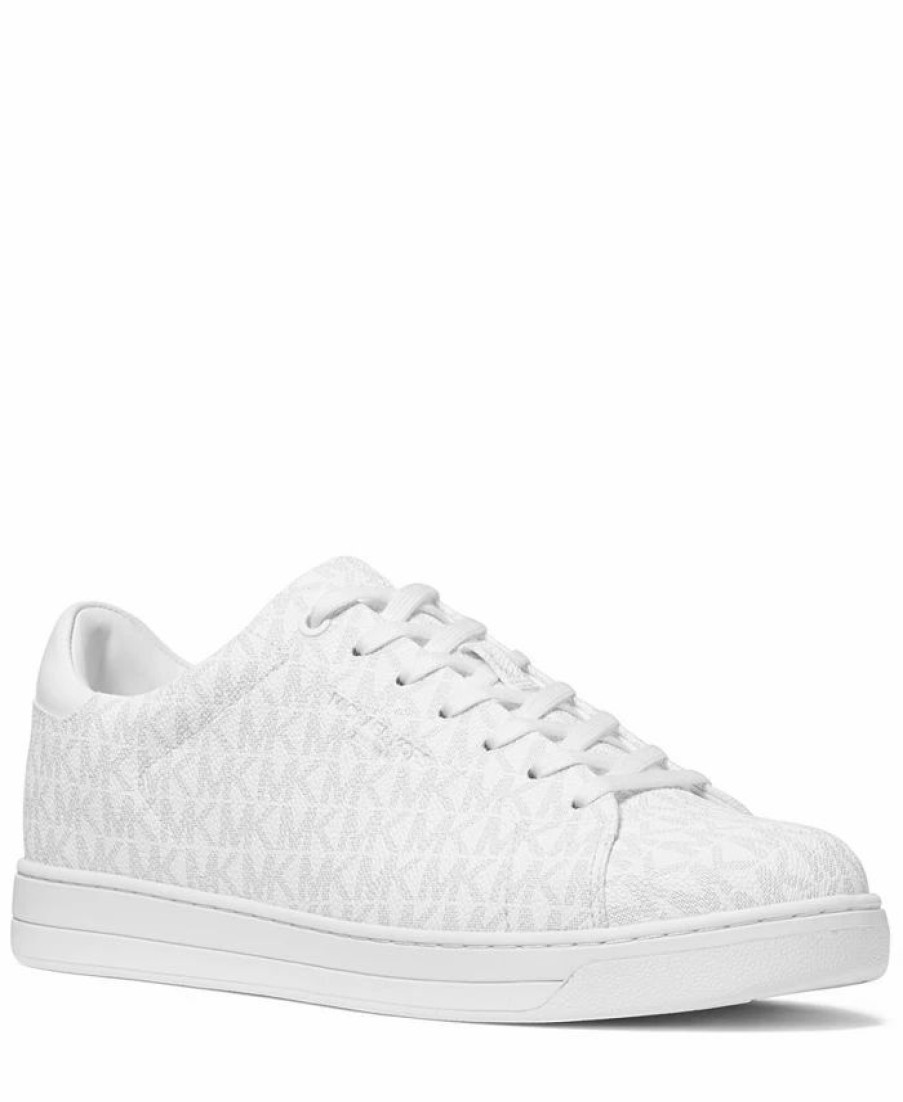 All Men'S Shoes * | Michael Kors N'S Nate Allover Mk Logo Sneakers Bright White