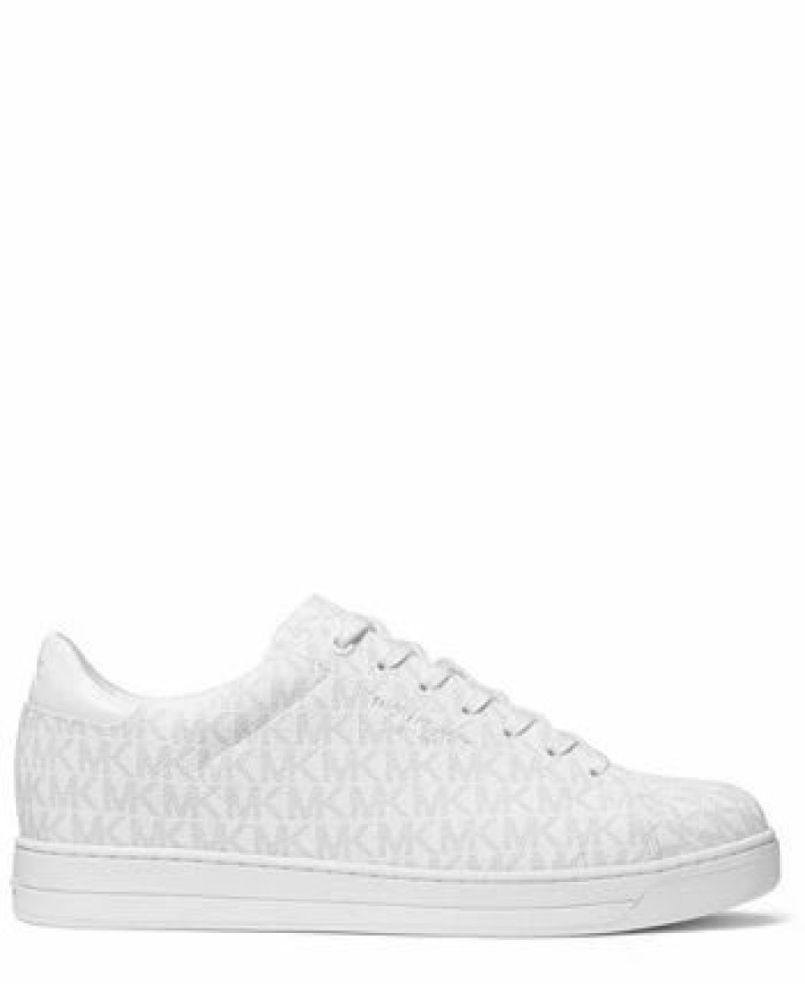 All Men'S Shoes * | Michael Kors N'S Nate Allover Mk Logo Sneakers Bright White