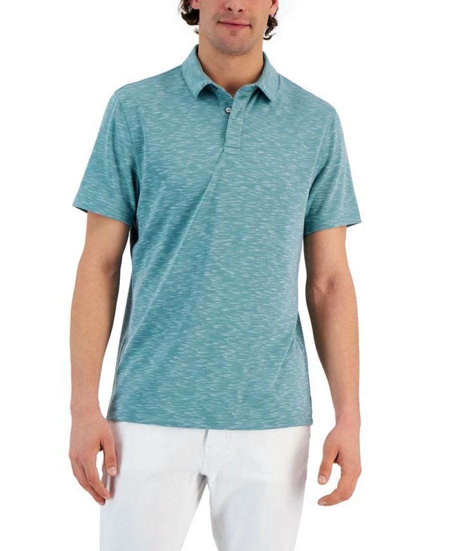 Casual Button-Down Shirts * | Alfani Tech Short Sleeve Marled Polo Shirt, Created For Macy'S