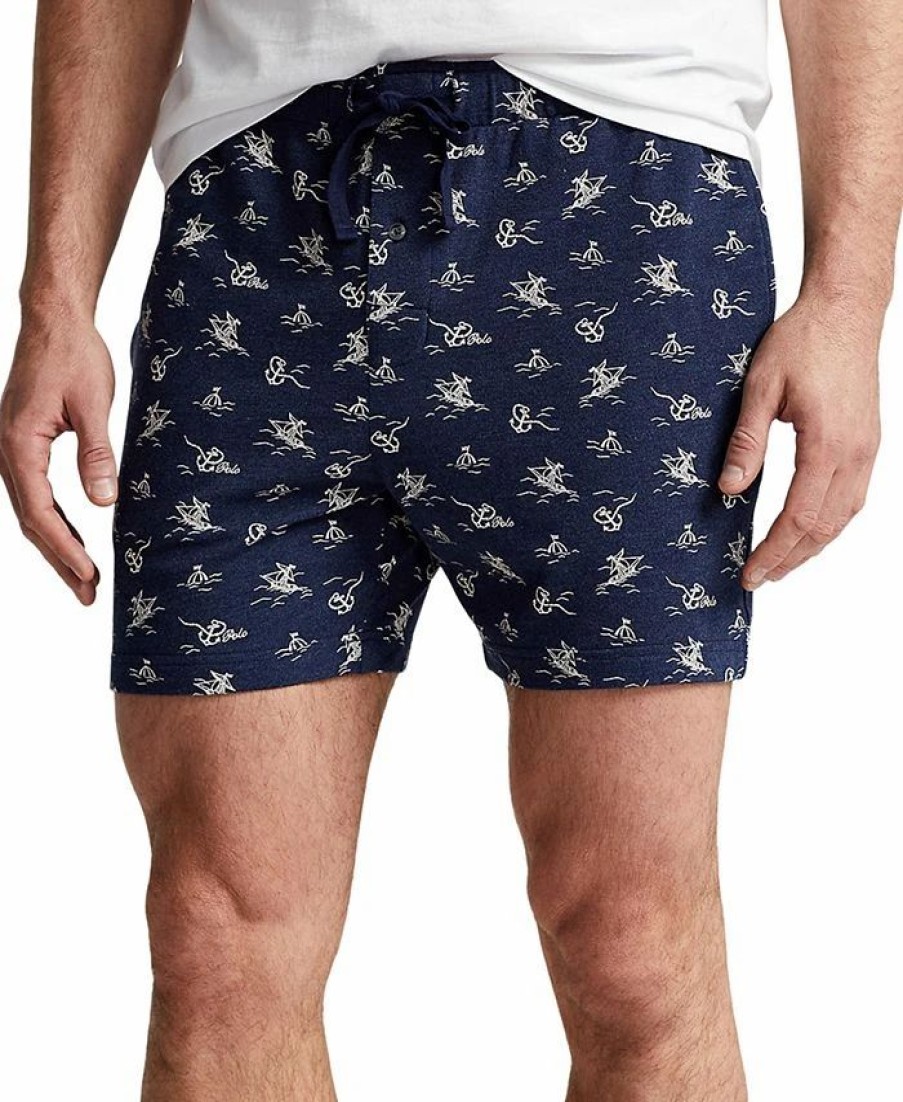 Pants * | Polo Ralph Lauren Men'S Cotton-Blend Nautical-Inspired Printed Sleep Shorts