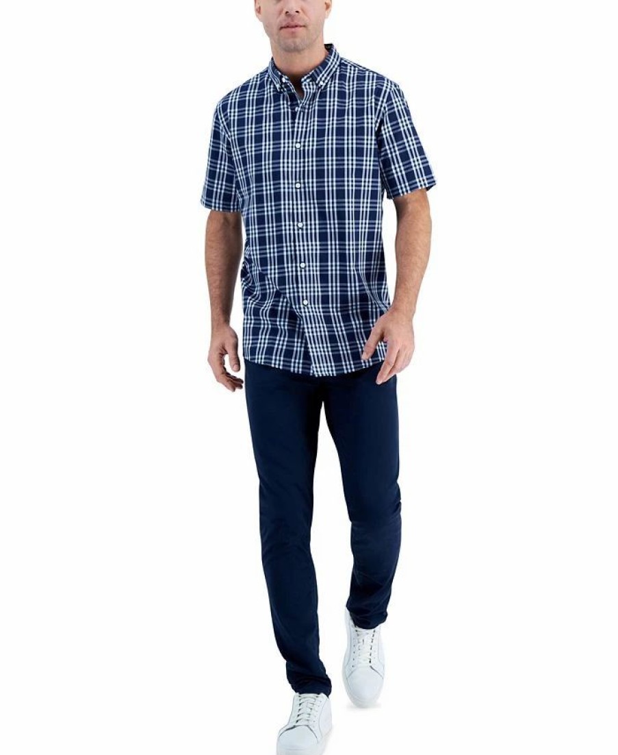 Casual Button-Down Shirts * | Club Room Men'S Short-Sleeve Plaid Shirt, Created For Macy'S