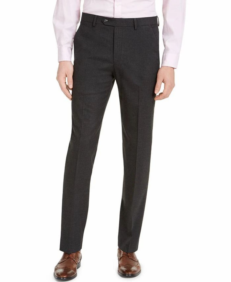 Pants * | Alfani Men'S Slim-Fit Stretch Solid Suit Pants, Created For Macy'S Charcoal