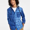 Casual Button-Down Shirts * | Sun + Stone Men'S Snyder Regular-Fit Patchwork Plaid Hooded Shirt, Created For Macy'S Blue Combo