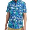 Casual Button-Down Shirts * | Club Room Men'S Lex Classic-Fit Tropical-Print Button-Down Poplin Shirt, Created For Macy'S Hyper Blue Combo