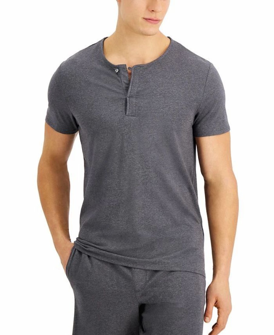 Pajamas & Robes * | Alfani Men'S Quick-Dry Split Neck Pajama T-Shirt, Created For Macy'S