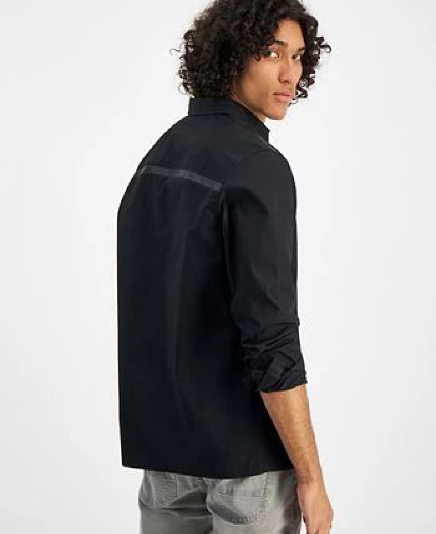 Casual Button-Down Shirts * | Inc International Concepts .N.C. International Concepts Men'S Regular-Fit Shirt With Faux-Leather Trim, Created For Macy'S