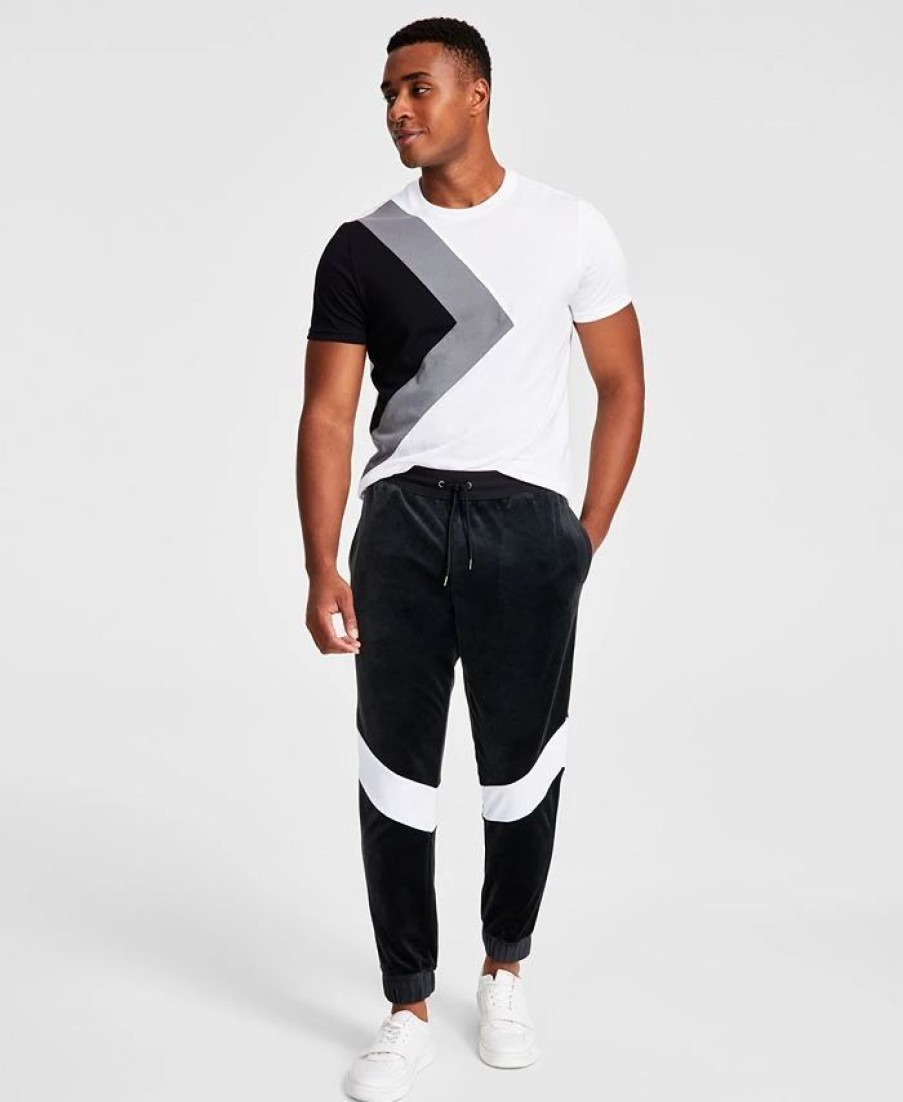 Pants * | Inc International Concepts Men'S Regular-Fit Pieced Colorblocked Velour Joggers, Created For Macy'S