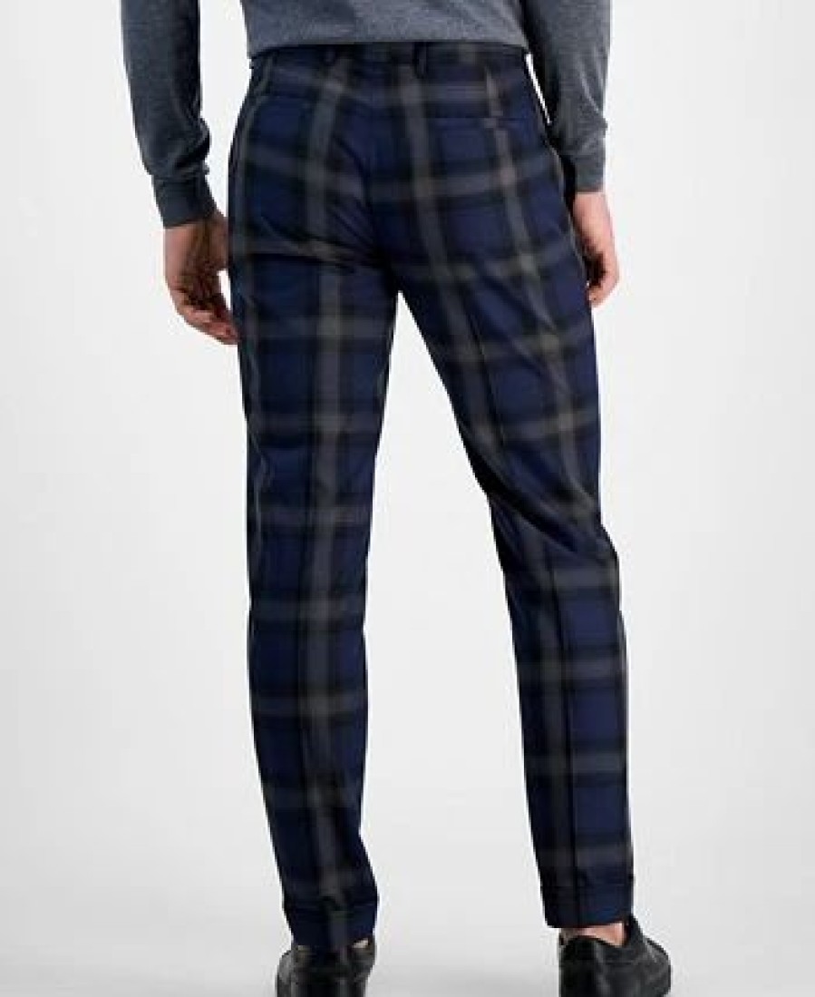 Pants * | Inc International Concepts Men'S Slim-Fit Shadow Plaid Suit Pants, Created For Macy'S Navy Combo