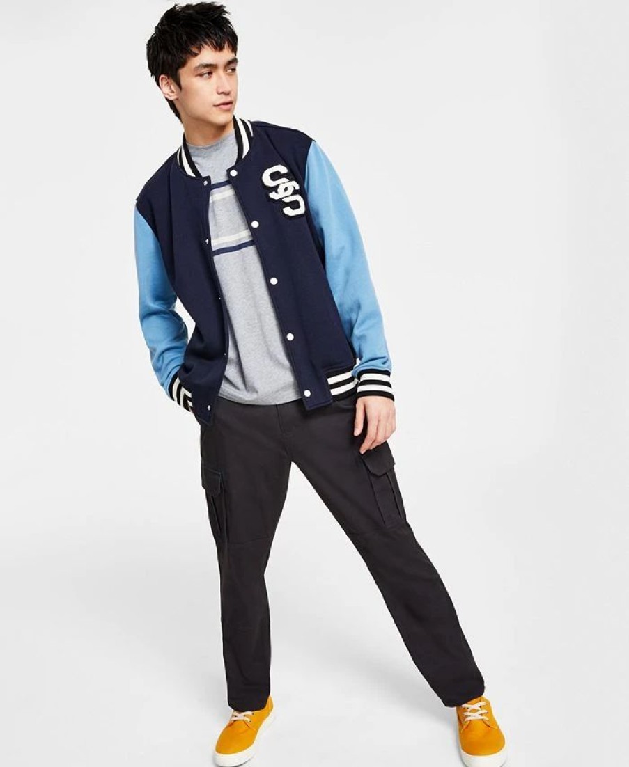 All Men'S Clothing * | Sun + Stone Men'S Fleece Bomber, Chest-Stripe T-Shirt & Cargo Pants, Created For Macy'S