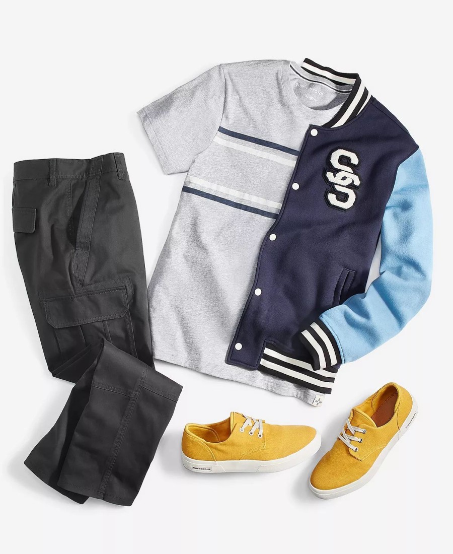 All Men'S Clothing * | Sun + Stone Men'S Fleece Bomber, Chest-Stripe T-Shirt & Cargo Pants, Created For Macy'S