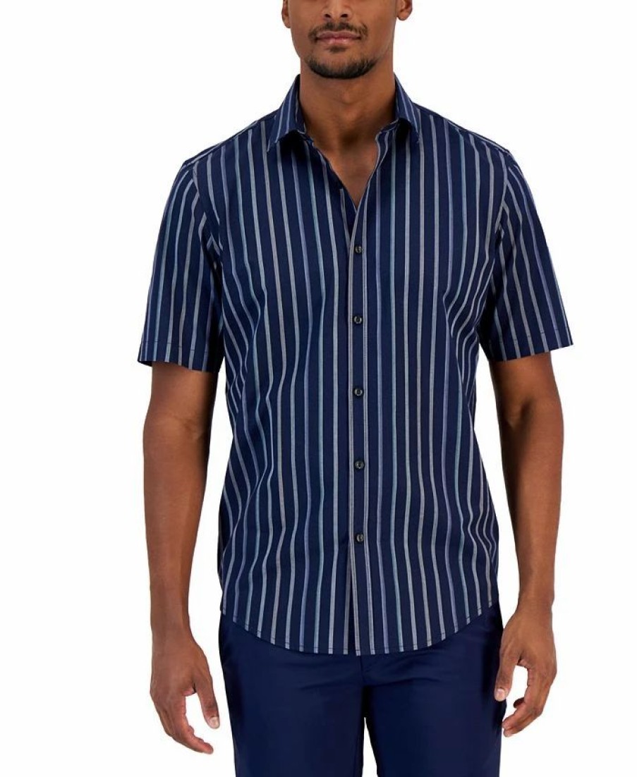 Casual Button-Down Shirts * | Alfani Men'S Classic-Fit Stretch Gradient Stripe Button-Down Shirt, Created For Macy'S