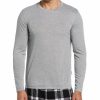 Pajamas & Robes * | Perry Ellis Portfolio Men'S Solid Long-Sleeve Pajama T-Shirt Light Grey