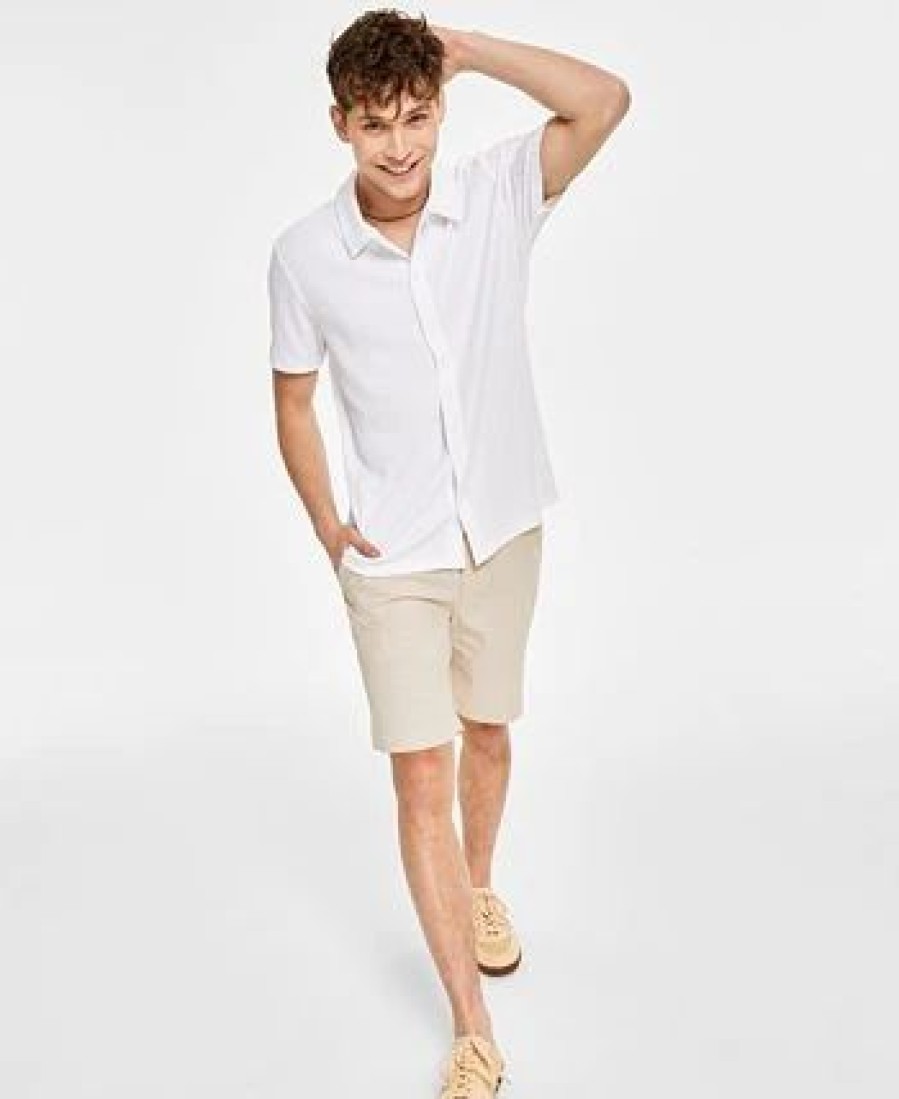 Casual Button-Down Shirts * | Inc International Concepts Men'S Rib Knit Button-Up Short-Sleeve Shirt, Created For Macy'S