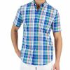 Casual Button-Down Shirts * | Club Room Rown Classic-Fit Plaid Button-Down Poplin Shirt, Created For Macy'S Hyper Blue