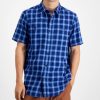 Casual Button-Down Shirts * | Sun + Stone Men'S Regular-Fit Plaid Shirt, Created For Macy'S Pompador Blue